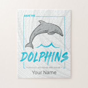 Delphin schützt Porpoise und Ozean Vintag Puzzle