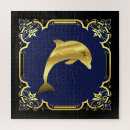 Delphin-Silhouette/Gold/Schwarz/Marine Puzzle