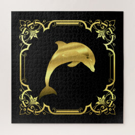 Delphin-Silhouette/Gold/Schwarz/Schwarz Puzzle