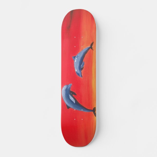 Delphin-Skateboardsonnenuntergang Skateboard (Vorderseite)
