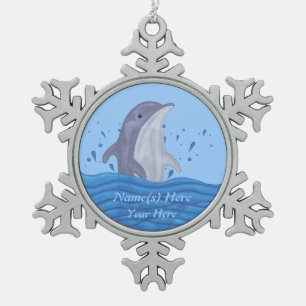 Delphin-Spritzen Schneeflocken Zinn-Ornament