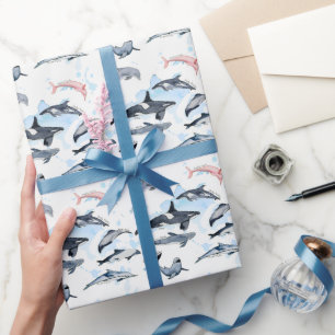 Delphin-Themenabend Kinder Aquarell zeichnend Geschenkpapier