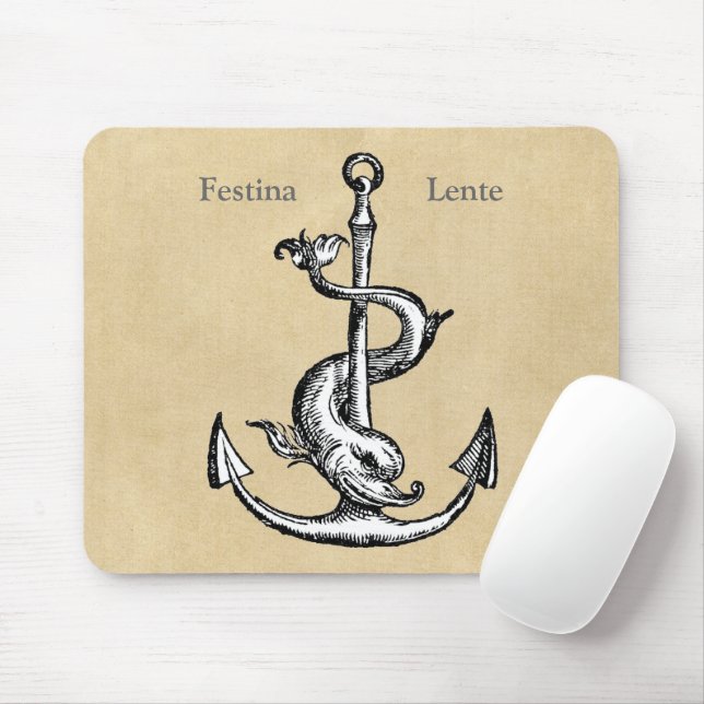 Delphin und Anker - Festina Lente Mousepad (Mit Mouse)