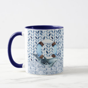 Delphin und Lifebuoon auf maritimer Ebene Tasse
