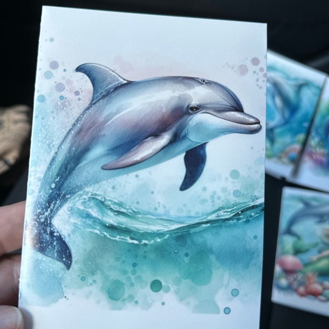 Delphin unterhalb der Meeresküste Dankeskarte (Dolphin Blank Notecard Stationery)