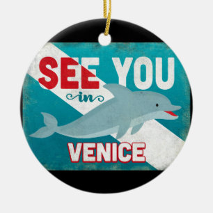 Delphin Venedigs Florida - Retro Vintage Reise Keramik Ornament