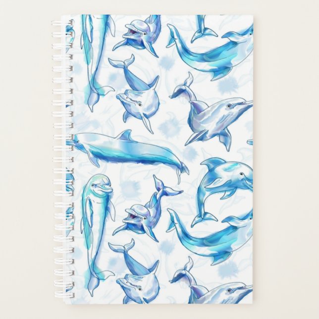 Delphin, wasserfarbig, nahtloses Muster, Delphin Planer (Vorderseite)