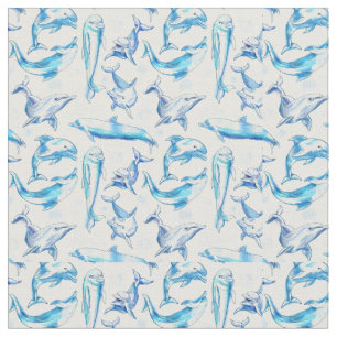 Delphin, wasserfarbig, nahtloses Muster, Delphin Stoff