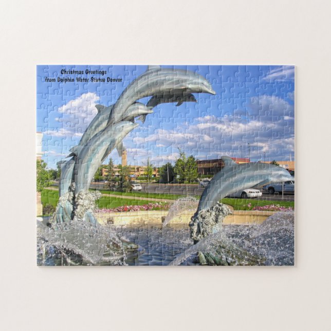Delphin Wasserstatue Denver. Jigsaw Puzzle (Horizontal)