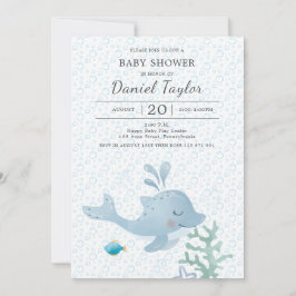 Delphin Watercolor Baby Shower Einladung