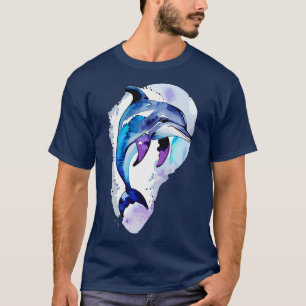 Delphin Watercolor Kunstvoll wandern im Valle Verz T-Shirt