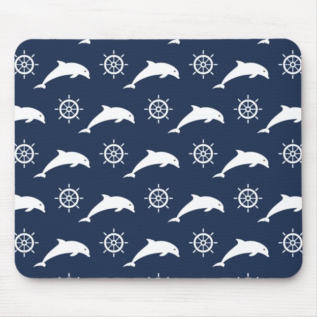 Delphine auf Parade-Muster Mousepad (Vorne)