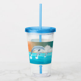 Delphine, die im Ozean brechen Acryltrinkbecher