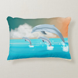 Delphine, die im Ozean brechen Dekokissen