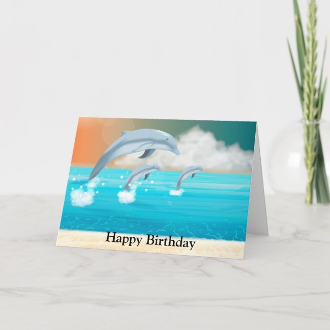 Delphine, die im Ozean brechen Karte (Vorderseite)