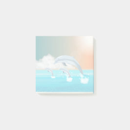 Delphine, die im Ozean brechen Post-it Klebezettel