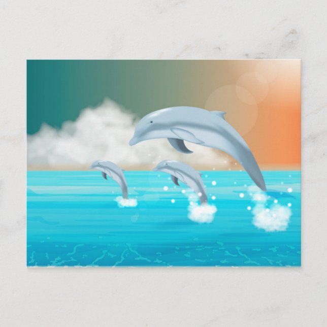 Delphine, die im Ozean brechen Postkarte (Vorderseite)