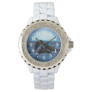 Delphine durch Mondschein Armbanduhr
