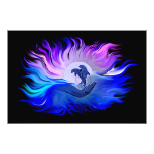 Delphine im Foto der Erweiterung des Mondes