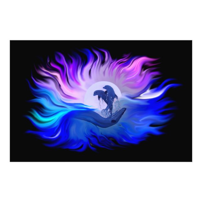 Delphine im Foto der Erweiterung des Mondes (Vorne)