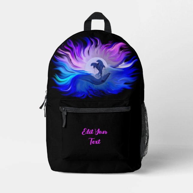 Delphine im Mondschein Bedruckter Rucksack (Vorderseite)