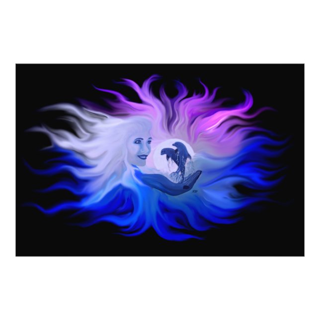 Delphine im Mondschein Fotodruck (Vorne)