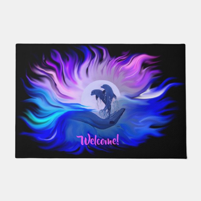 Delphine im Mondschein Fußmatte (Vorderseite)