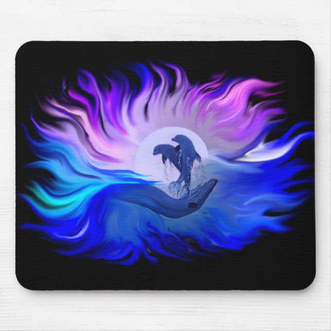 Delphine im Mondschein Mousepad (Vorne)