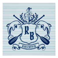 Delphine im Nautischen Wappen Anker Oars Schild Kü