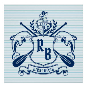 Delphine im Nautischen Wappen Anker Oars Schild Kü