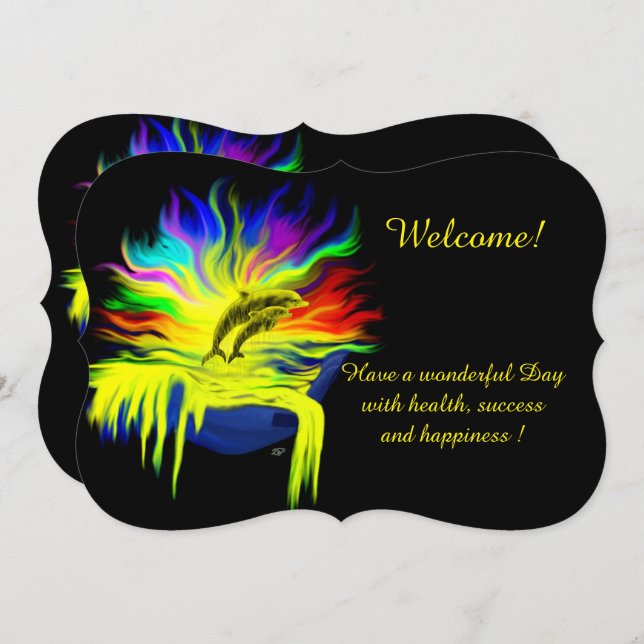 Delphine im Sonnenschein , Ihren Text hinzufügen Einladung (Vorne/Hinten)