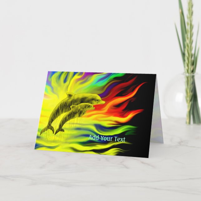 Delphine im Sonnenschein Karte (Vorderseite)