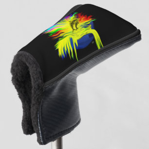 Delphine im Sonnenschein mit der Hand Golf Headcover