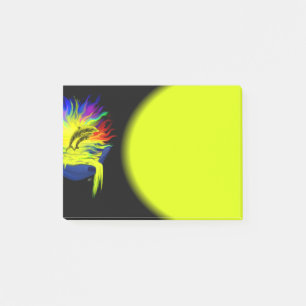 Delphine im Sonnenschein mit der Hand Post-it Klebezettel