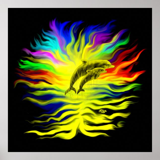 Delphine im Sonnenschein Poster (Vorne)