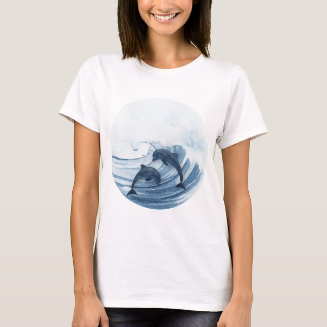 Delphine im Surfen T-Shirt (Vorderseite)