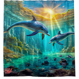 Delphine in Atlantis Design von Rich AMeN Gill Duschvorhang