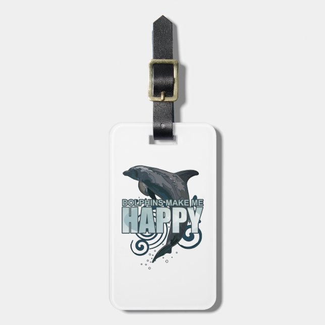 Delphine machen mich glücklich gepäckanhänger (Vorderseite vertikal)