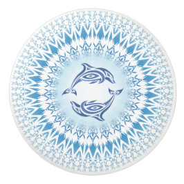 Delphine Mandala Blue White Nautical Keramikknauf