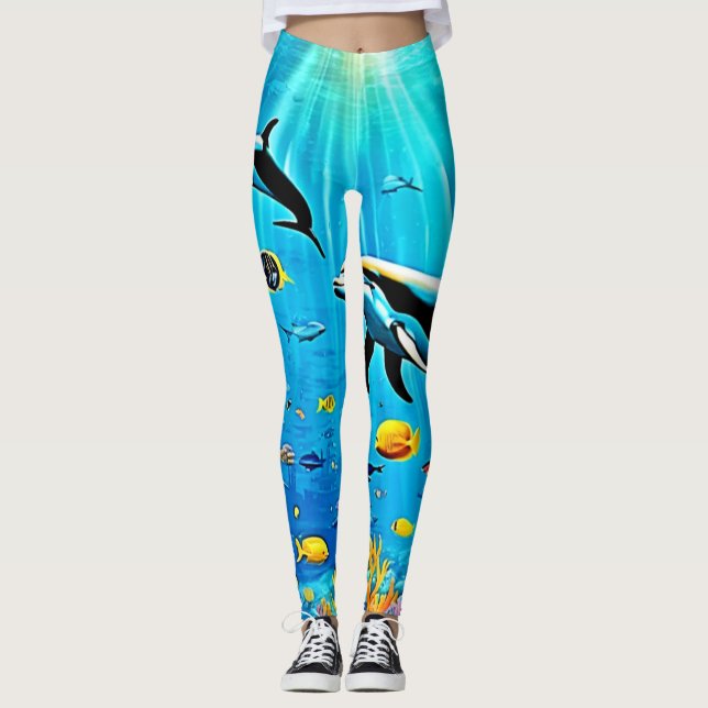 Delphine & Reef: Unterwasserfreude Leggings (Vorderseite)
