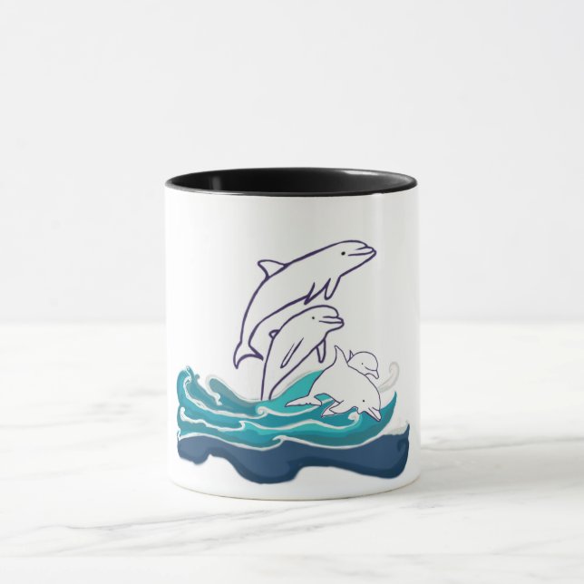 Delphine reiten Waves Ringer Combo Tasse (Zentrum)