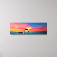 Delphine schwimmen California Beach Sunset Art
