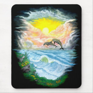 Delphine spielen im Sonnenschein Mousepad