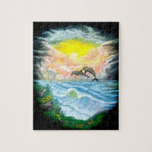 Delphine spielen im Sonnenschein Puzzle