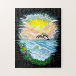 Delphine spielen im Sonnenschein Puzzle