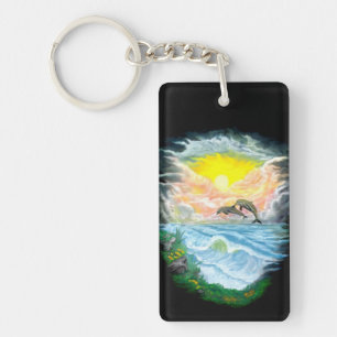 Delphine spielen im Sonnenschein Schlüsselanhänger