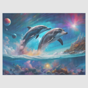 Delphine springen, Fantasie, Planeten Seidenpapier