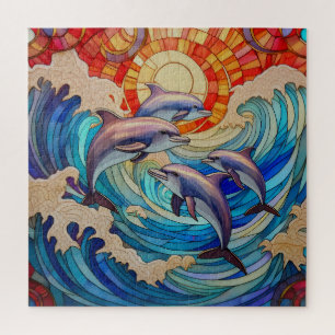 Delphine springen in Wellen Rätsel Puzzle