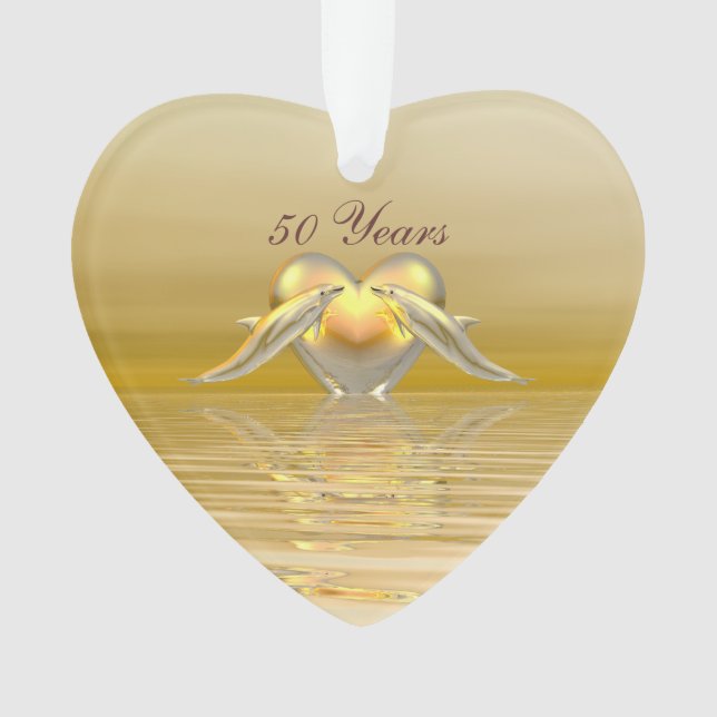 Delphine und Herz zum goldenen Jubiläum Ornament (Vorderseite)