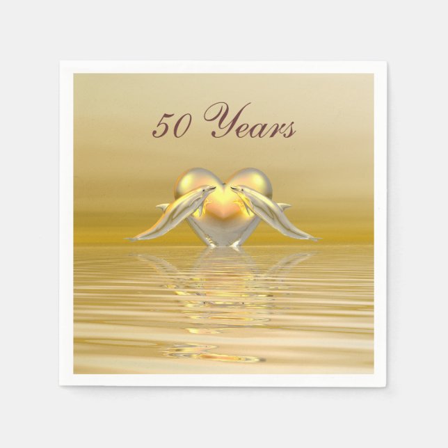 Delphine und Herz zum goldenen Jubiläum Serviette (Vorderseite)